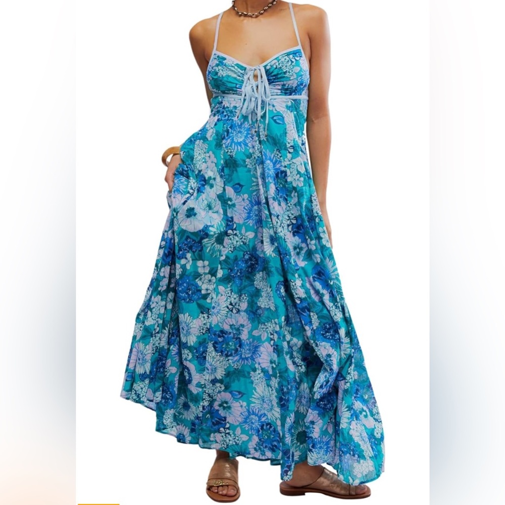 Free people dream weaver blue maxi dress XL
